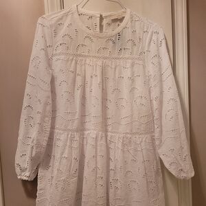 White Eyelet Dress, Size PETITE M, NWT, The Loft